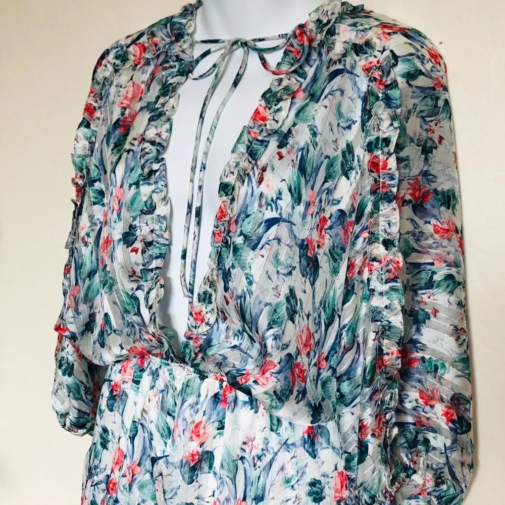 VICI  Floral Ruffle Tiered Babydoll Dress Sz M - Picture 5 of 9